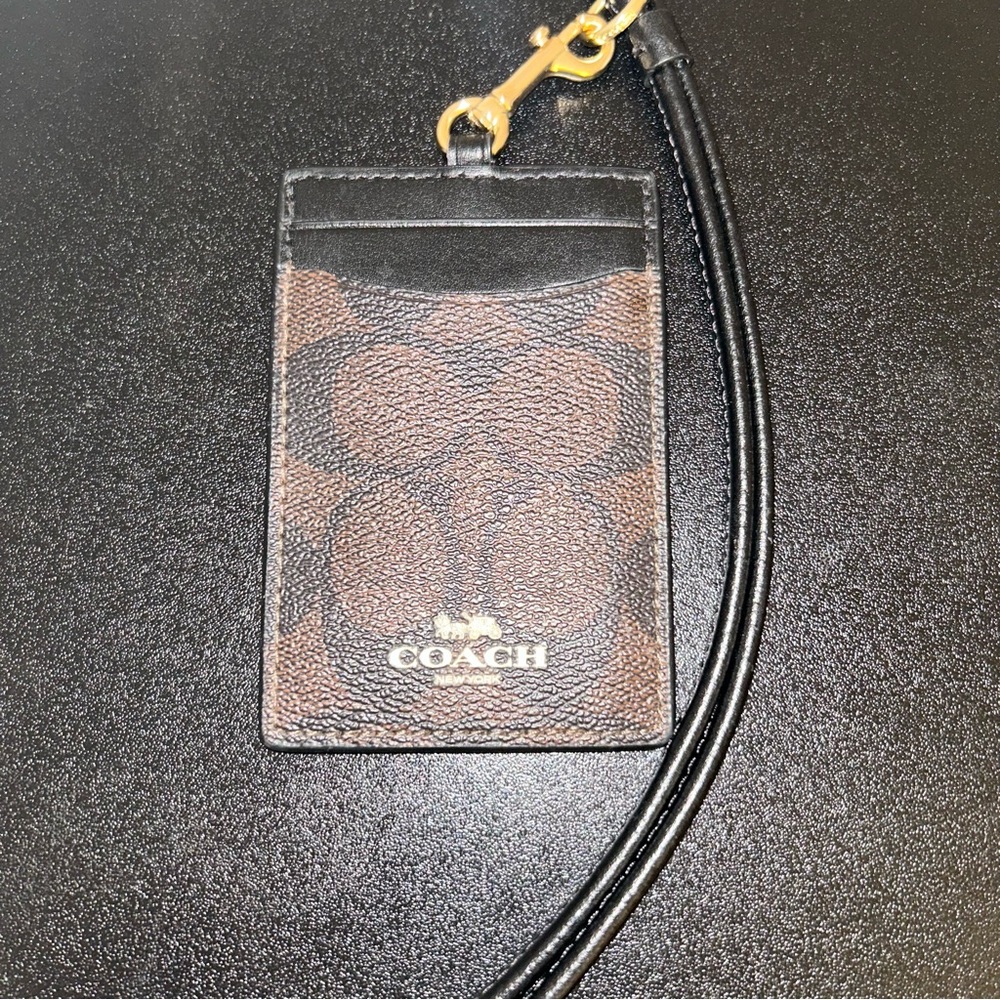 Coach Brown and Black Lanyard Card Holder NEW - Picture 7 of 8